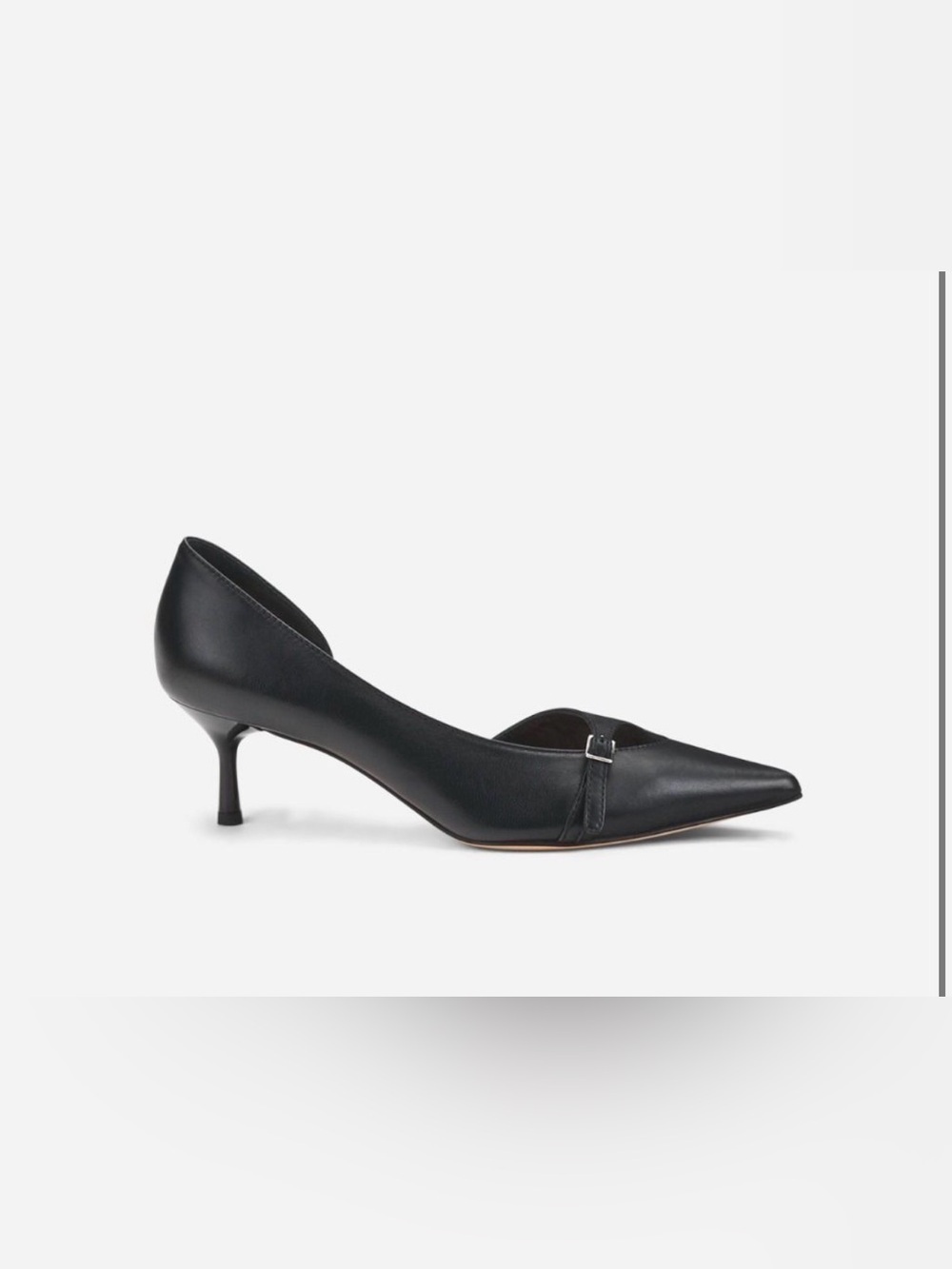 AGL Black Leather Pointed Mary Jane Kitten Heels - Picture 2 of 6